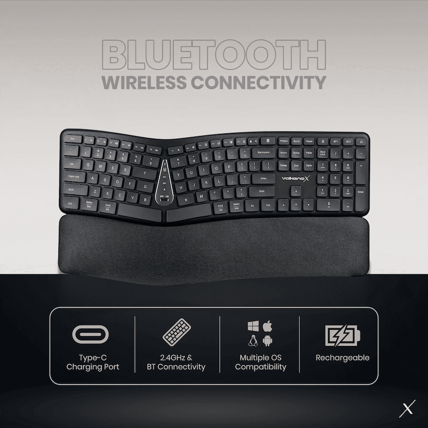 VolkanoX Ergo Bluetooth Wireless Keyboard 4