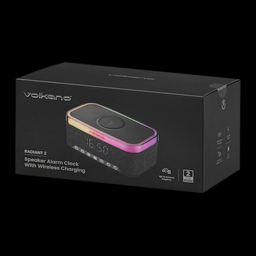 Volkano Radiant 2 Alarm Clock with Wireless Charging and Speaker - Black 2