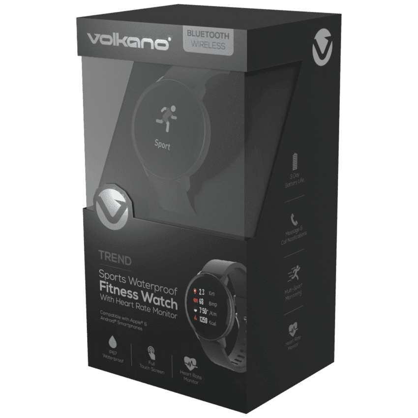 Volkano Active Tech Trend series Watch with heart rate monitor - Black 3