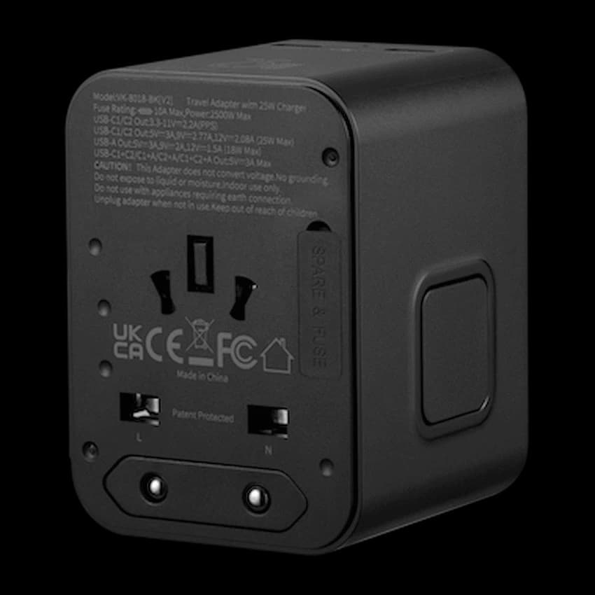 Volkano Worldwide Series Travel Adapter PD 25w + QC 3
