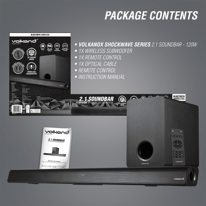VolkanoX Shockwave Series 120w 2.1 Soundbar 2
