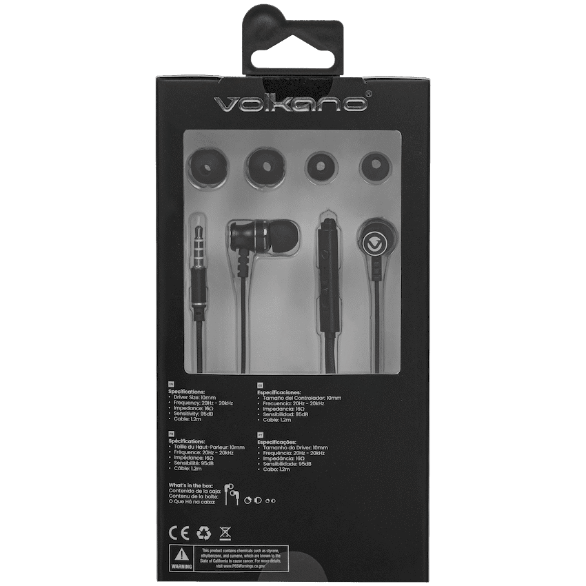 Volkano Earphones with Mic - STANNIC SERIES - Black 4