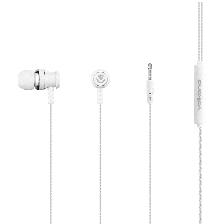 Volkano Earphones with Mic - Stannic Series - White 2