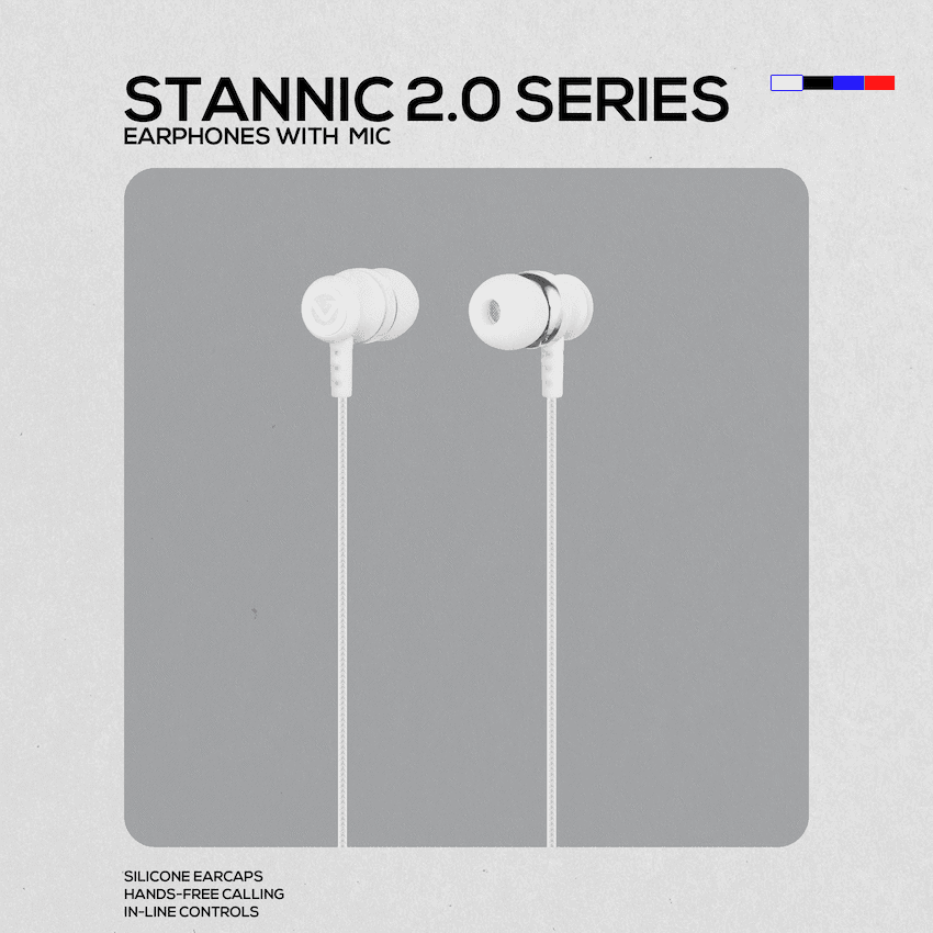 Volkano Earphones with Mic - Stannic Series - White 5