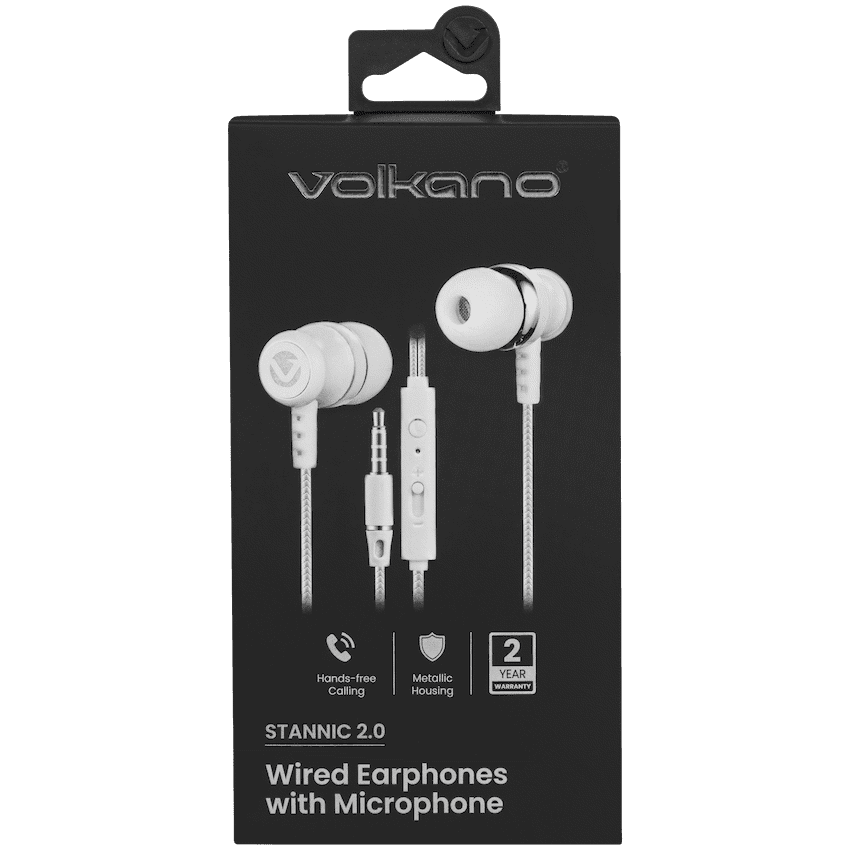 Volkano Earphones with Mic - Stannic Series - White 7
