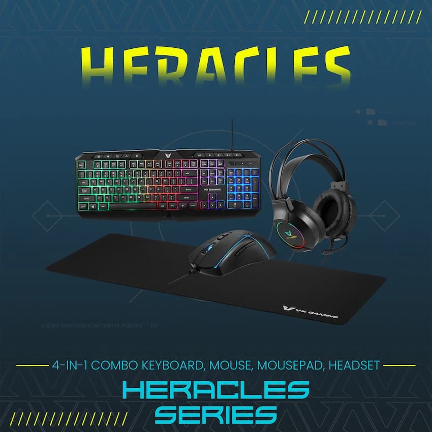 VX Gaming Heracles Series 4-in-1 Combo KB, Mouse, Mousepad, Headset 2