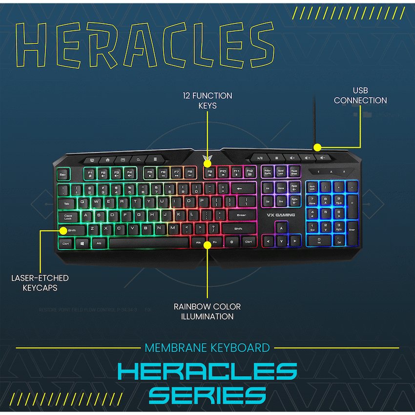 VX Gaming Heracles Series 4-in-1 Combo KB, Mouse, Mousepad, Headset 5
