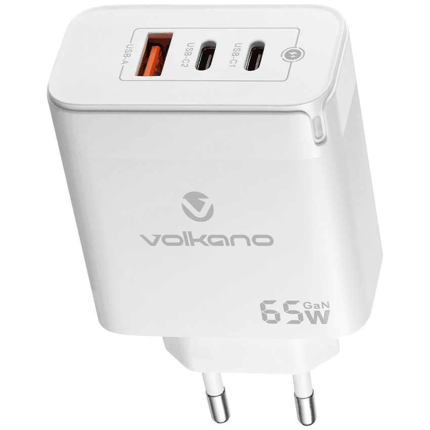 Volkano Potent Trio 65w GaN 3 Port Wall Charger 2