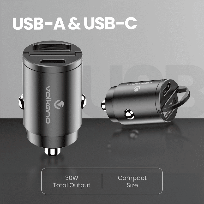 Volkano Obscurix Series 30w PD Dual USB-A and USB-C Ultra Small Car Charger 4