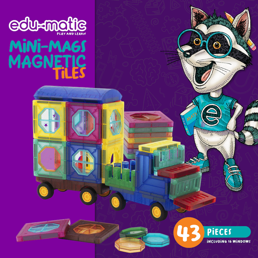 43 Magnetic Tiles with Windows and Car Parts 3