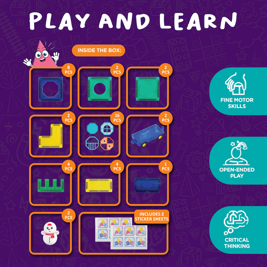 43 Magnetic Tiles with Windows and Car Parts 4