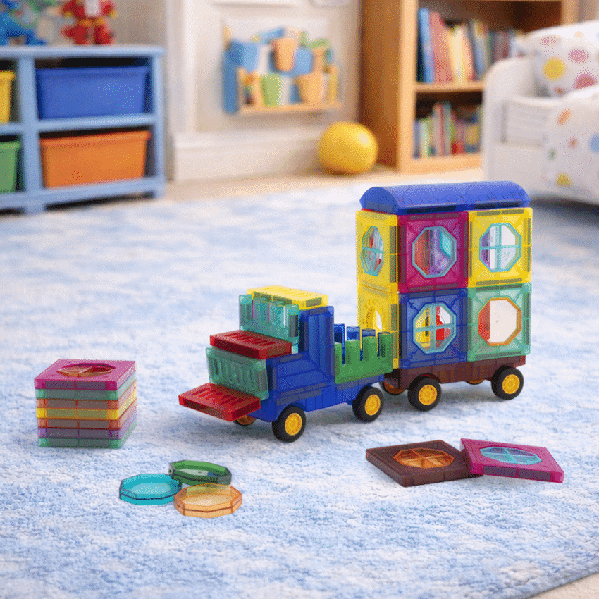 43 Magnetic Tiles with Windows and Car Parts 5