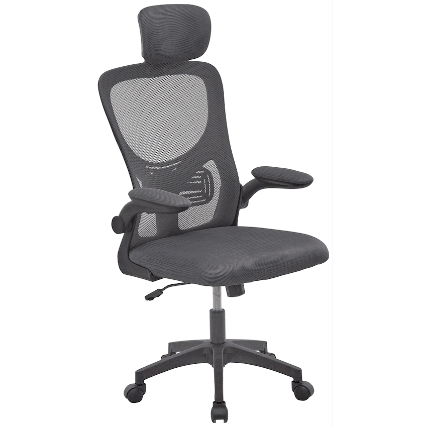 Everfurn Kira High Back Office Chair with Headrest - Grey with Black Frame 2