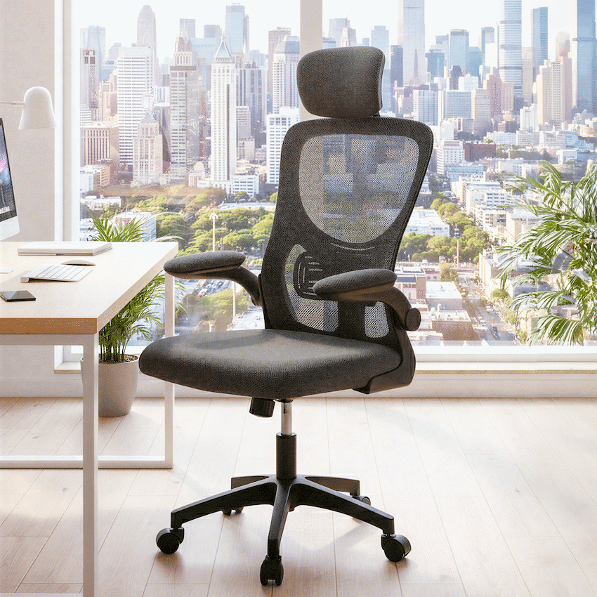 Everfurn Kira High Back Office Chair with Headrest - Grey with Black Frame 3