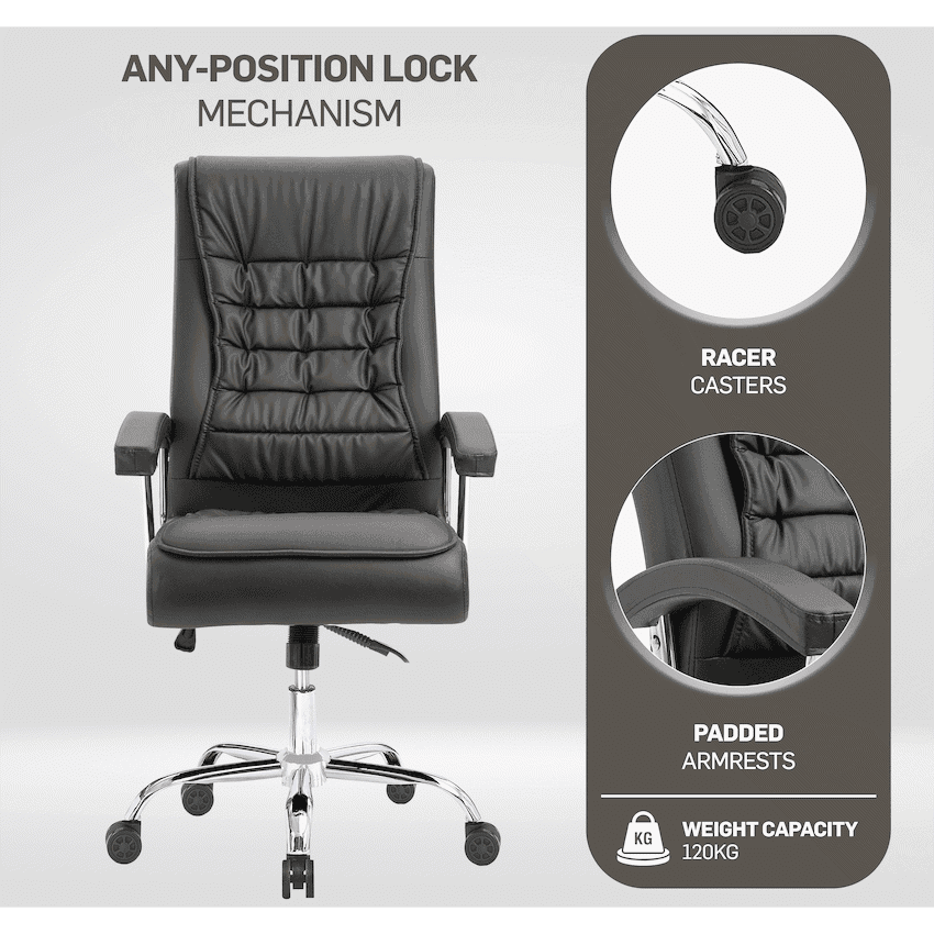 Everfurn Louis High Back Office Chair - Black 8