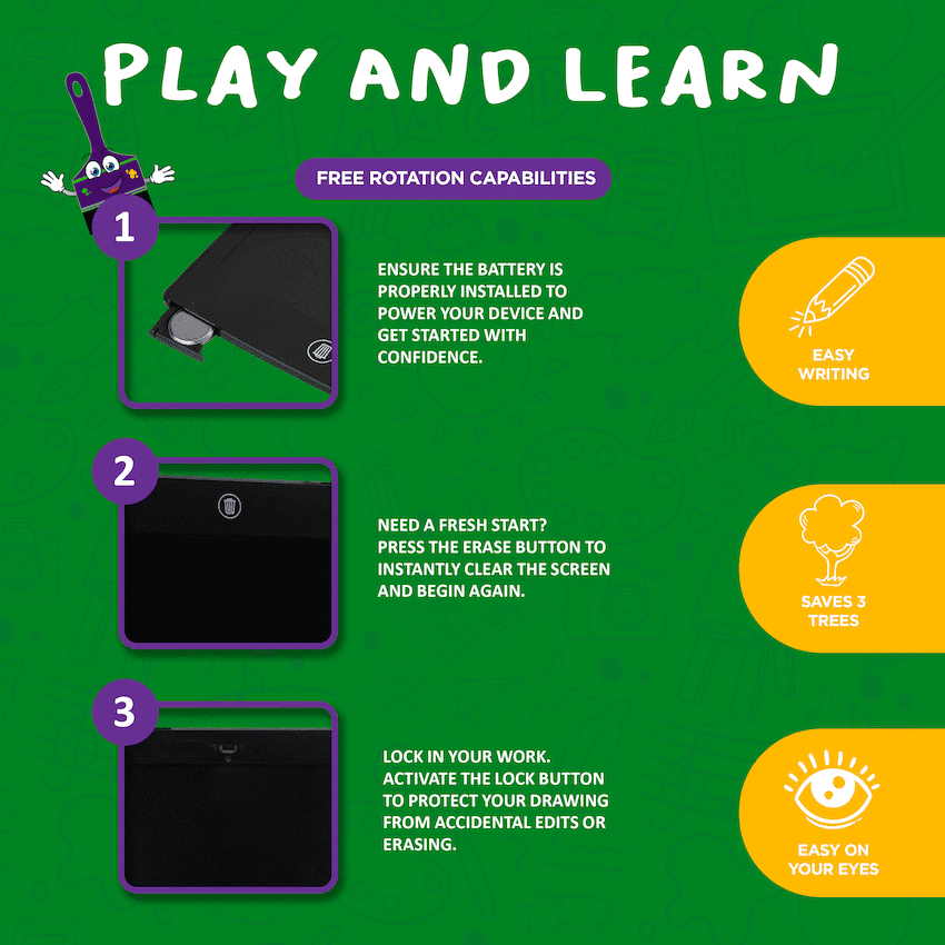 Edu-Matic Skribbler - 12in LCD Writing Tablet with 1 Delete Button 4