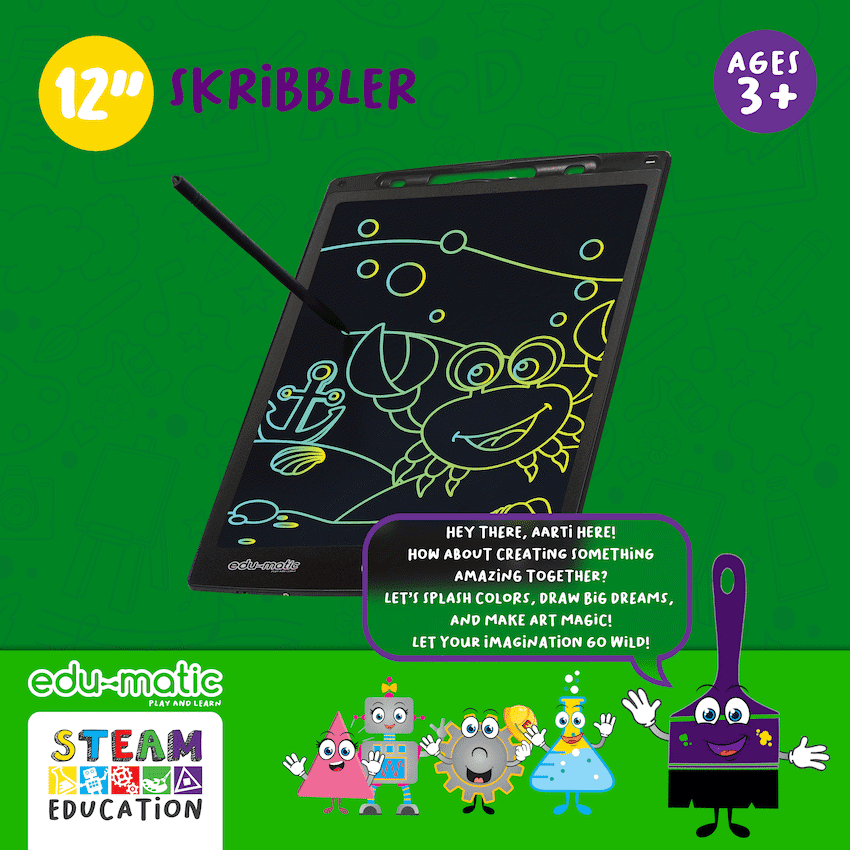 Edu-Matic Skribbler - 12in LCD Writing Tablet with 1 Delete Button 6