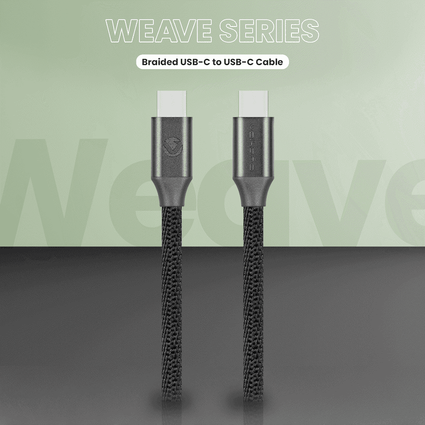 Volkano Weave Series Type-C to Type-C Cable (1.2m, 60w) - Black 6