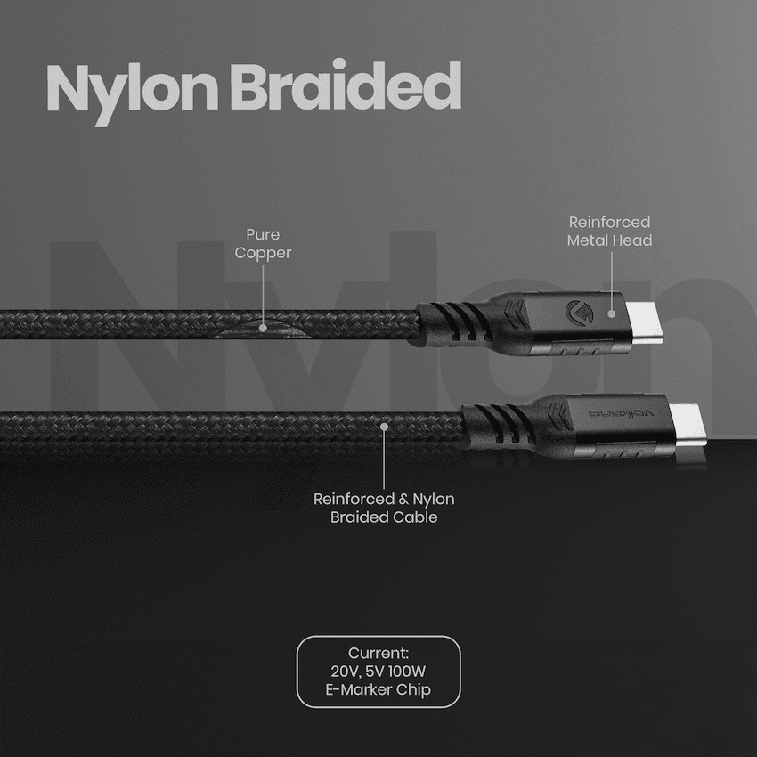 Volkano Weave Series 100w Type-C to Type-C 1.2m 4