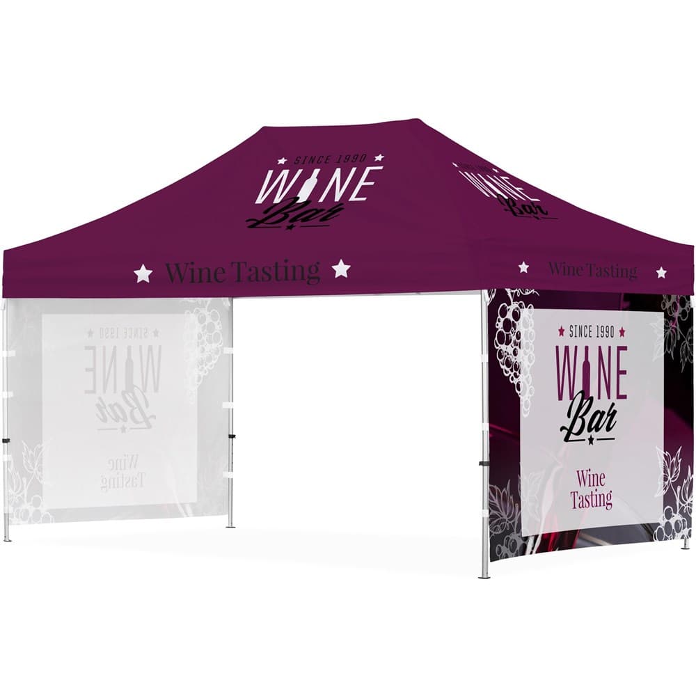 Ovation Sublimated Gazebo 4.5m X 3m - 2 Short Full-Wall Skins 1