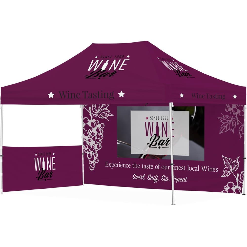 Ovation Sublimated Gazebo 4.5m X 3m - 1 Short Half-Wall Skin - 1 Long Full-Wall Skin 1