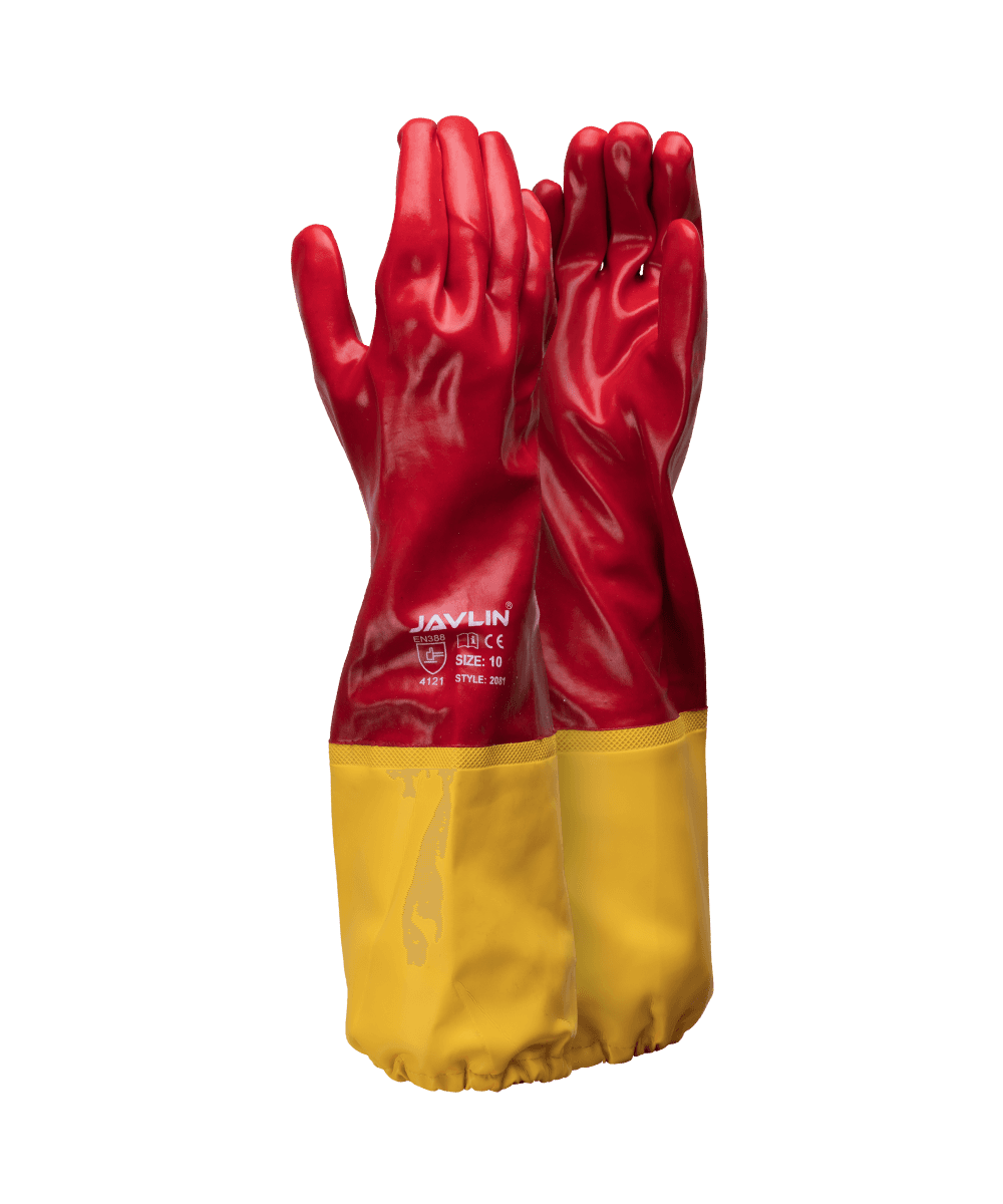 PVC Shoulder Length Gloves With Extension Cuff - Red / As Supplied