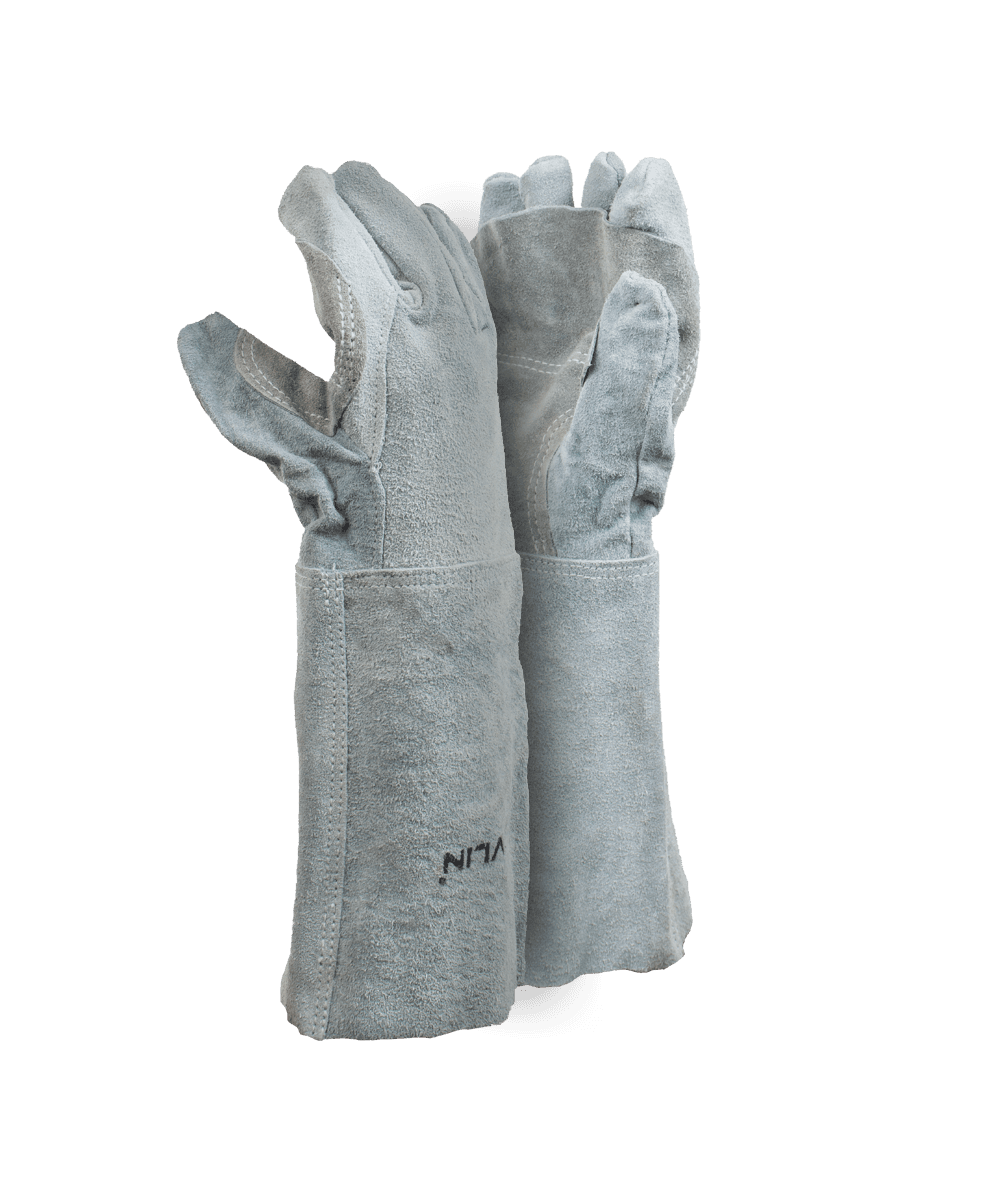 Premium Chrome Leather Apron Palm Gloves -  20cm Cuff - Chrome / As Supplied