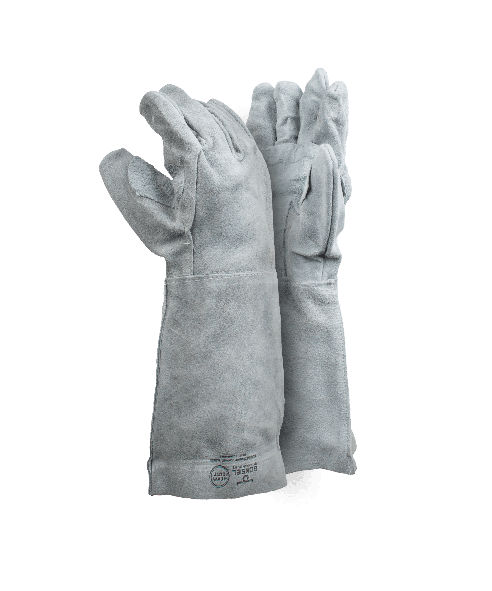 Premium Chrome Leather Gloves - 20cm Cuff - Chrome / As Supplied