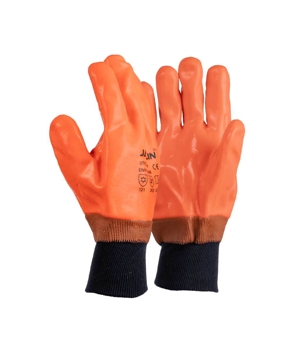 Orange PVC Freezer Knit Wrist Gloves - Orange / As Supplied