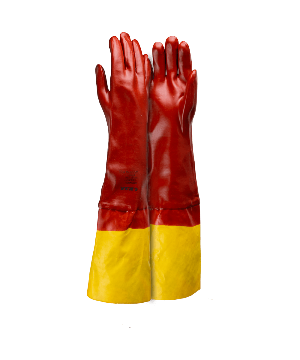 PVC Chemical And Acid Gloves - 60cm - Red / 60cm