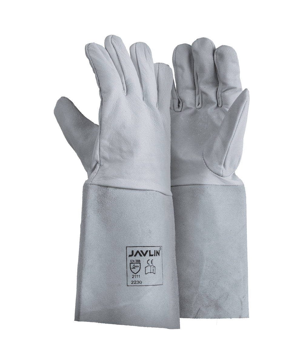 Premium White Goatskin Tig Welding Gloves - 15cm Cuff - White / As Supplied