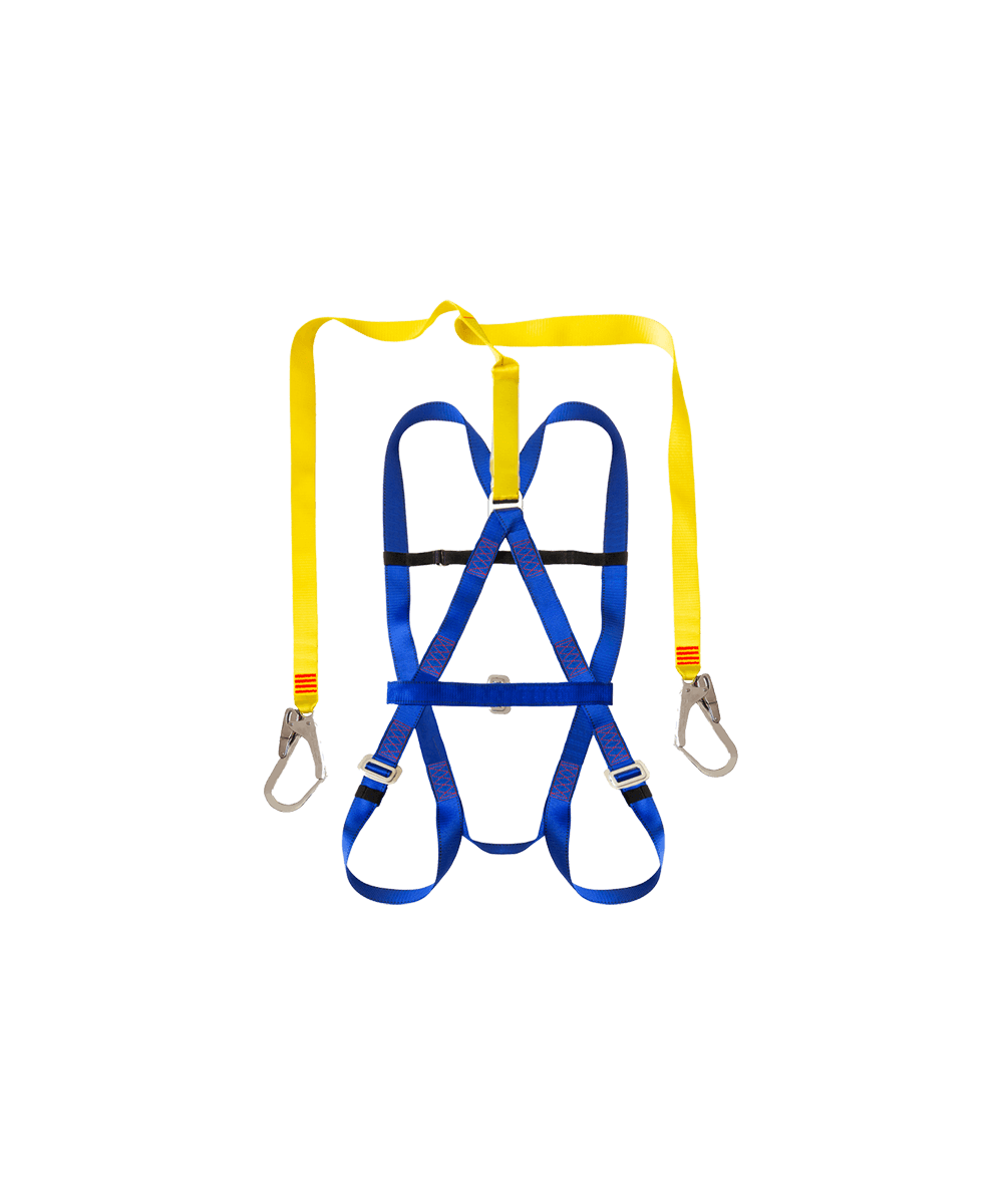 Safety Harness Belted, Energy Absorber, Double Lanyard & Scaffold Hooks - Blue / As Supplied