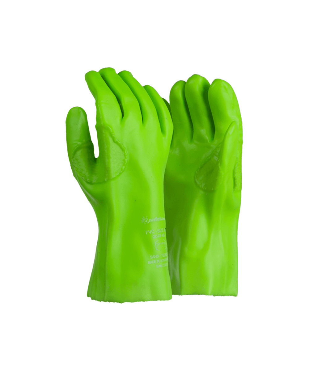 Green PVC Reinforced Gloves - 27cm - Green / As Supplied
