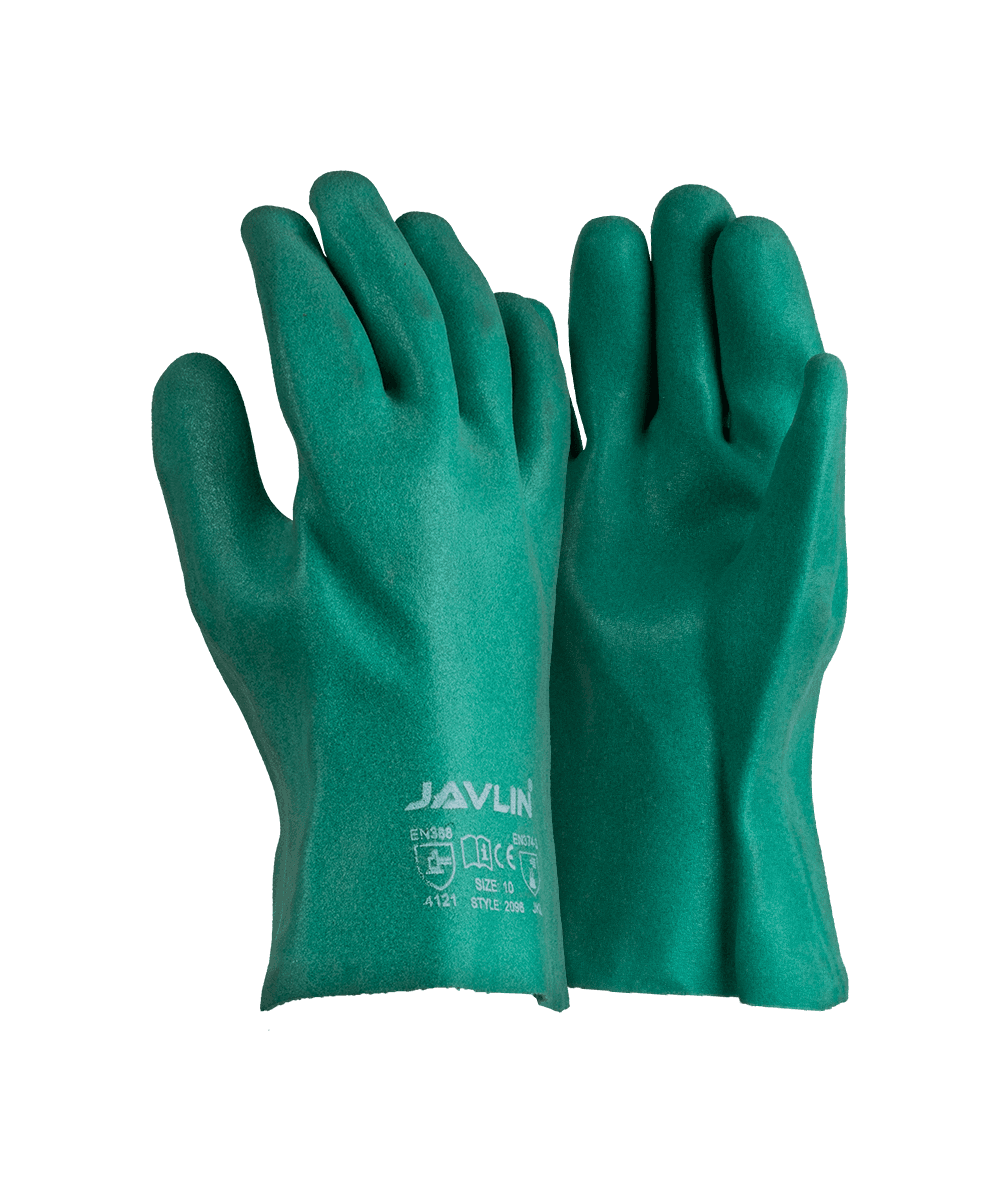 Foam PVC Fluorescent Green Sandy Finish Gloves - Bottle Green / As Supplied