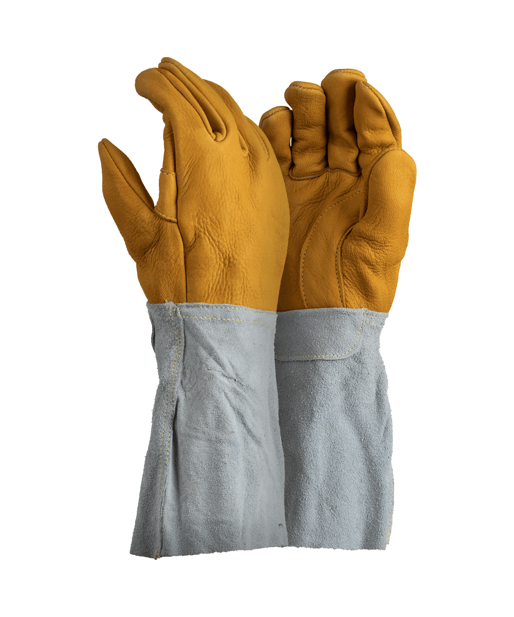 Full Grain Deerskin Gloves - 15cm Cuff - Chrome / As Supplied