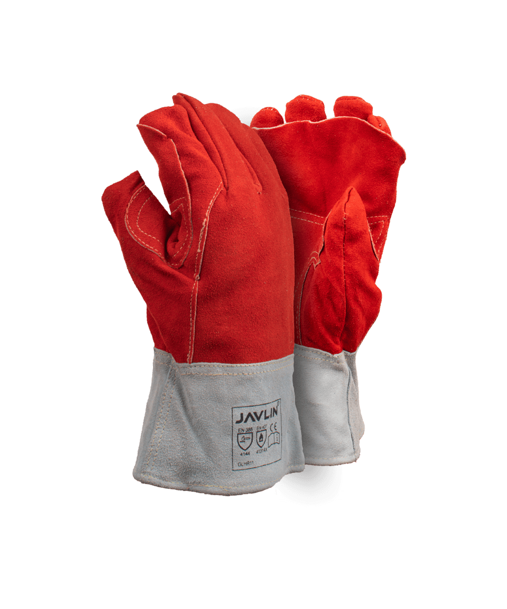 Premium Red Leather Heat Gloves - 10cm Cuff - Red / As Supplied