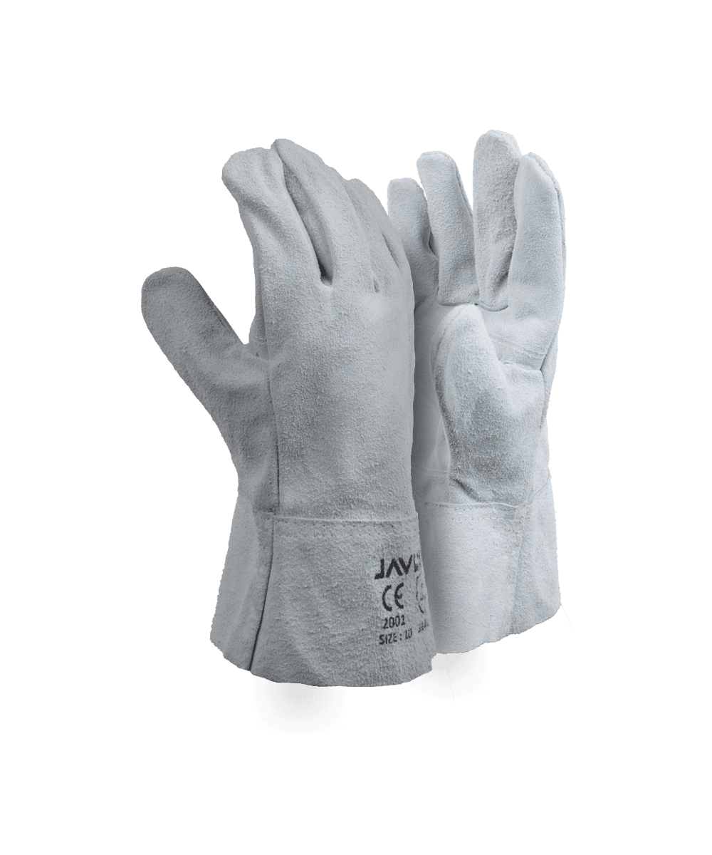 Chrome Leather Double Palm Gloves - 6cm Cuff - Chrome / As Supplied