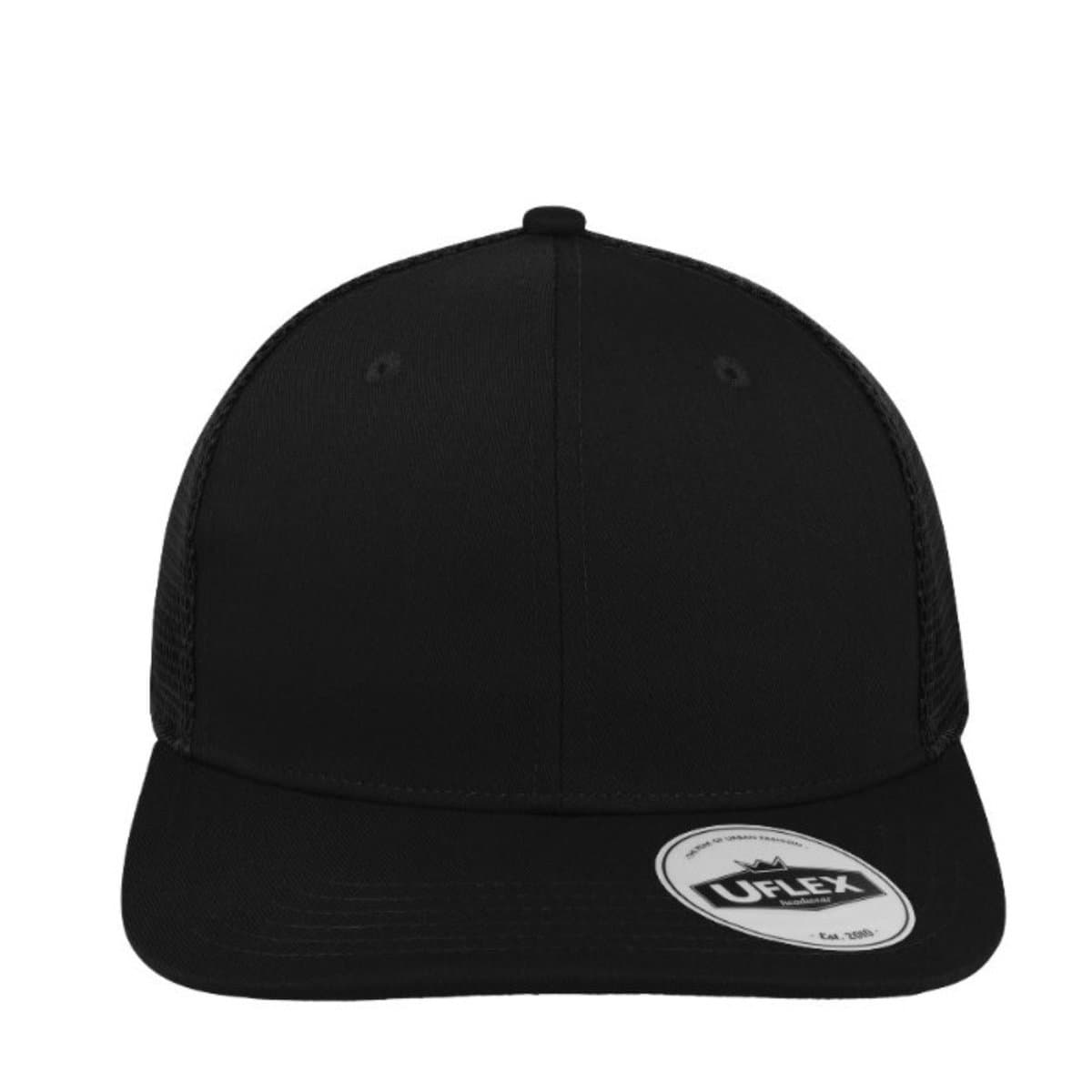Polycotton 6 Panel Trucker - Black/Black 4