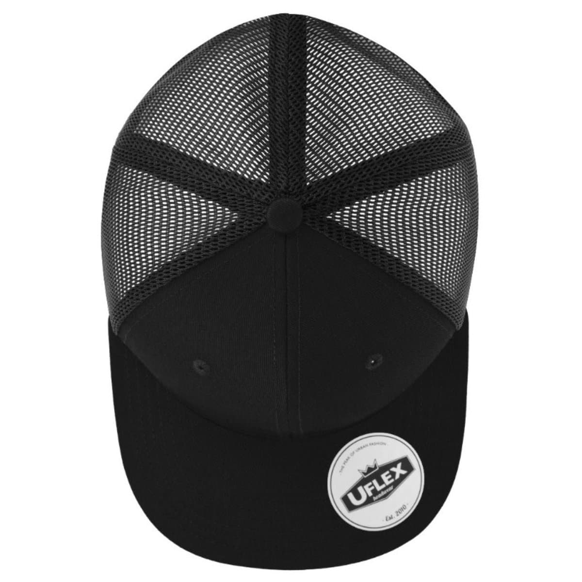 Polycotton 6 Panel Trucker - Black/Black 8