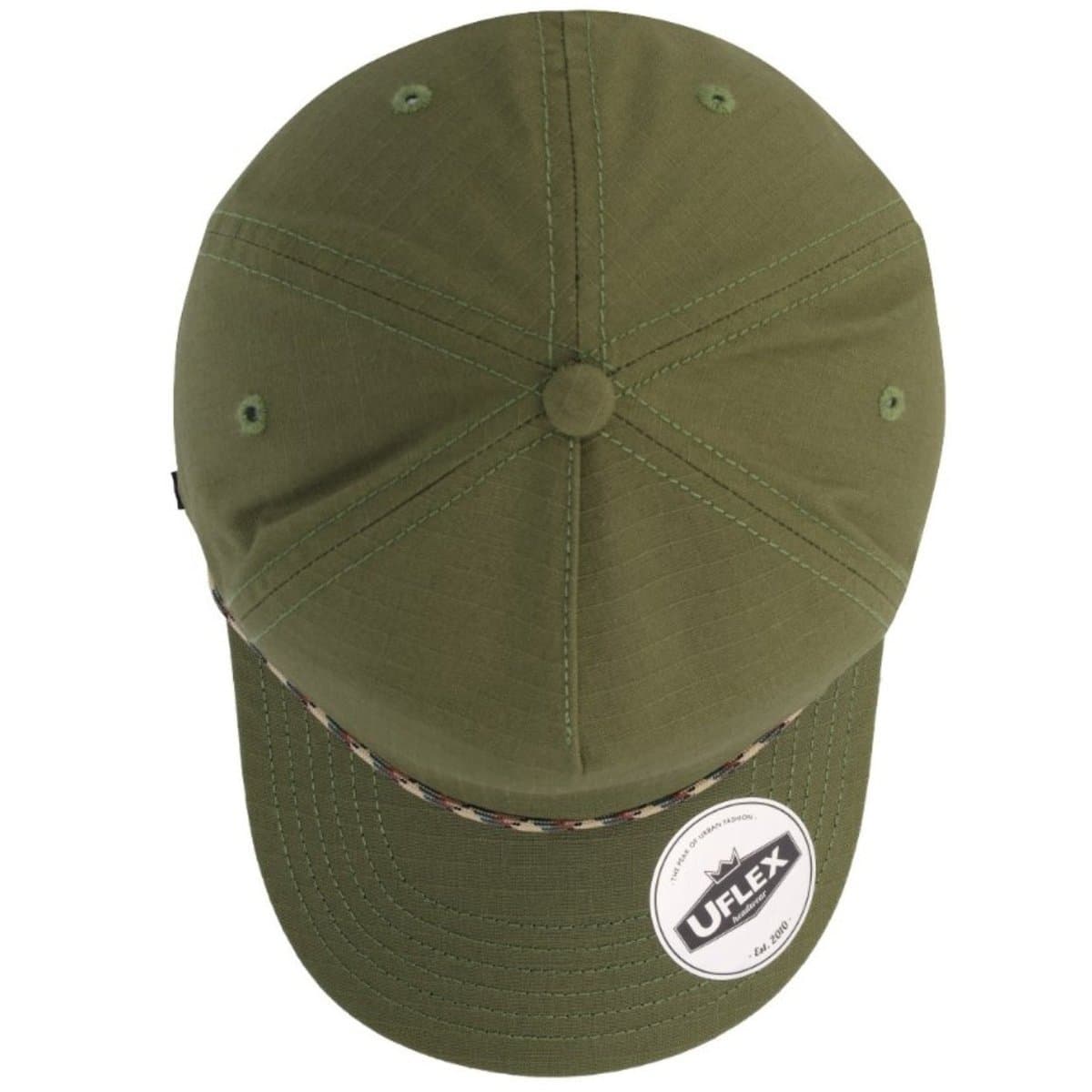 5 Panel Ripstop Dad Cap - Light Green/White 50