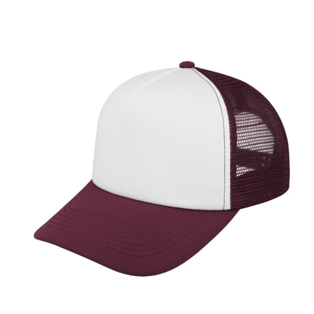 Curved Peak Foam Trucker Cap - Burgundy/Burgandy 19