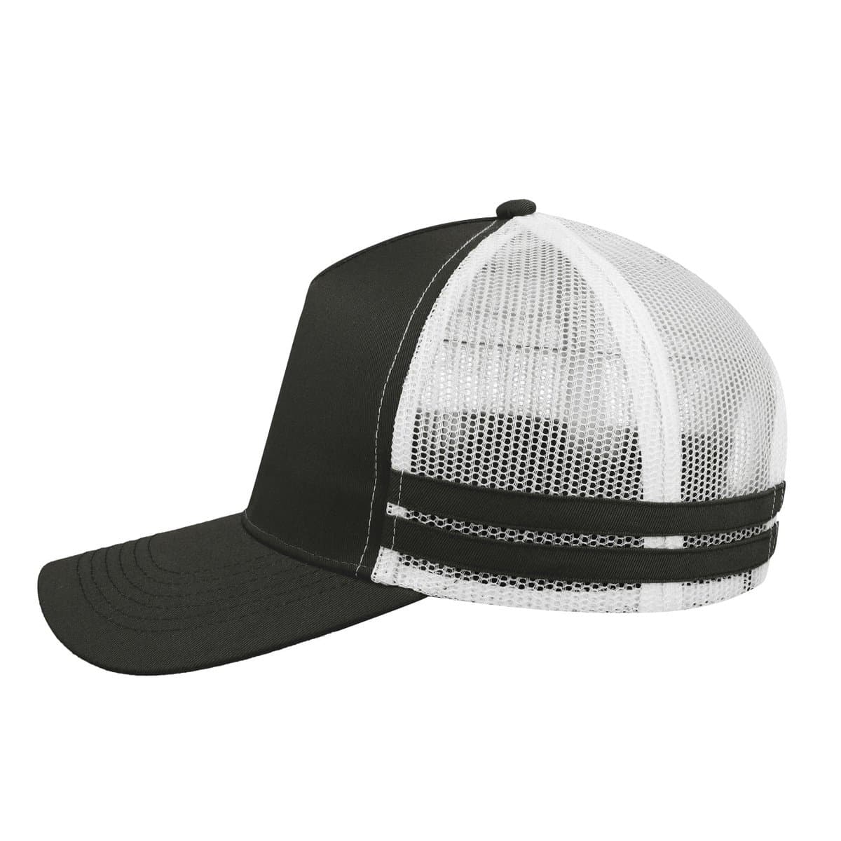 Striped Trucker Cap - Khaki Black Chocolate 11