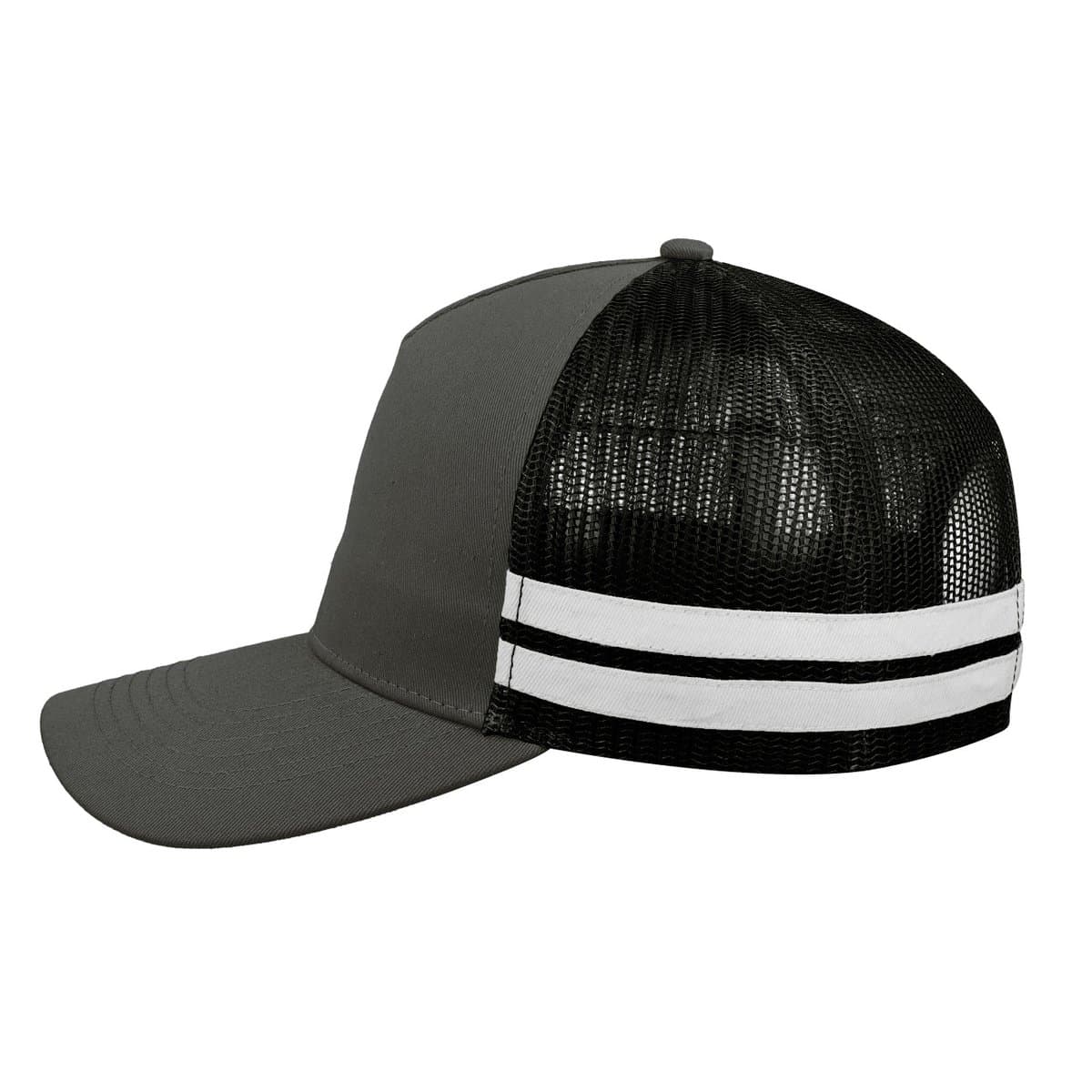 Striped Trucker Cap - Khaki Black Chocolate 23
