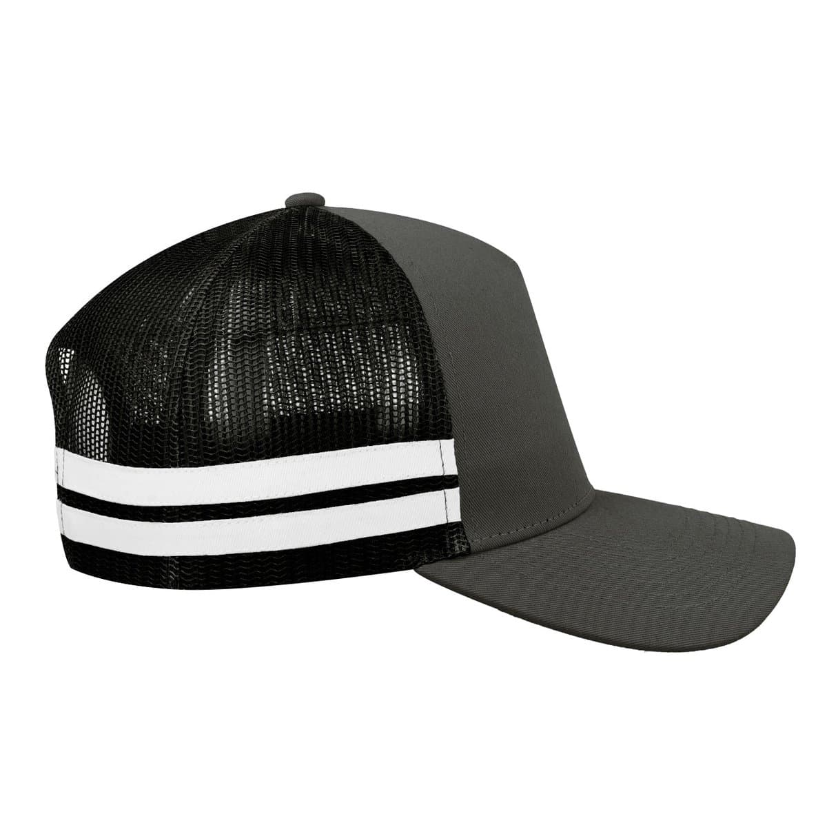 Striped Trucker Cap - Khaki Black Chocolate 24