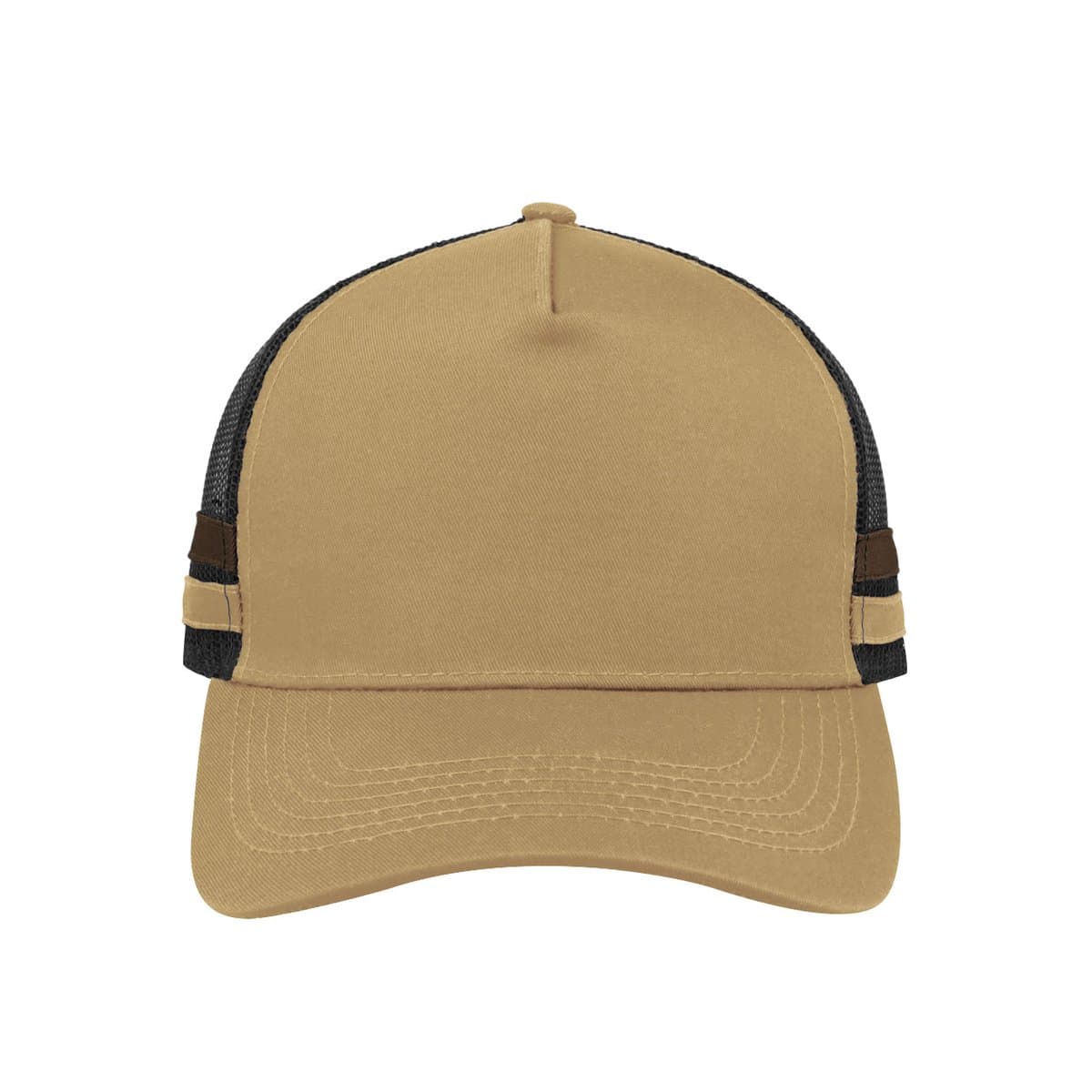 Striped Trucker Cap - Khaki Black Chocolate 34