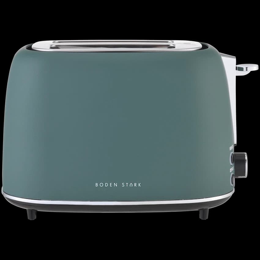 Boden Stark Matte Stainless Steel Toaster - Green