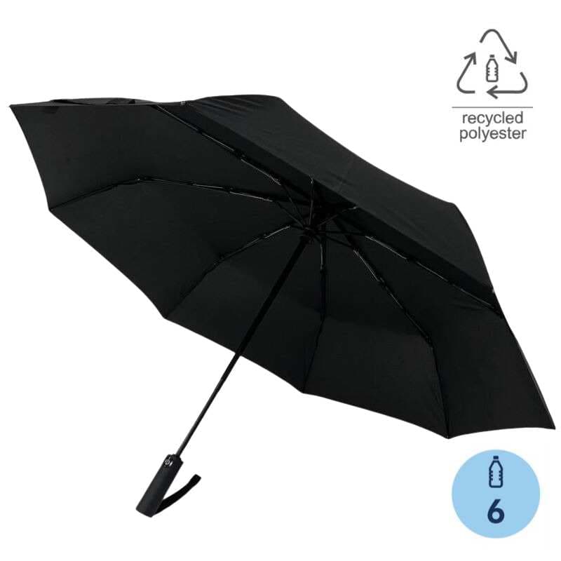 URBINO - Santhome RPET Auto-Open 23" Umbrella with SPF50 UV Protection - Black 1