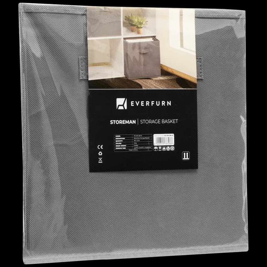 Everfurn Storeman Black, Collapsible Fabric Organiser Storage Basket