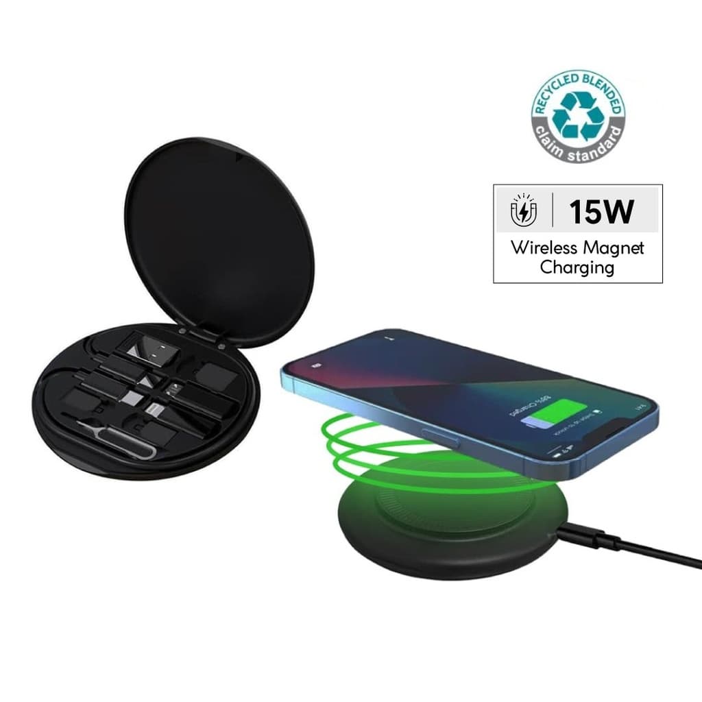 OSLO Mag - @memorii Recycled 15W Magnetic Wireless Charger Multicable Set