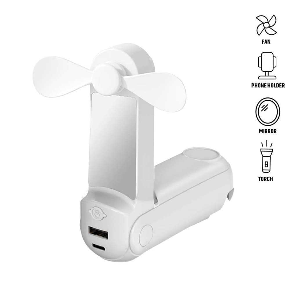 ARCHIE - Giftology 5-in-1 Powerbank Fan with Torch, Phone Holder & Mirror 1
